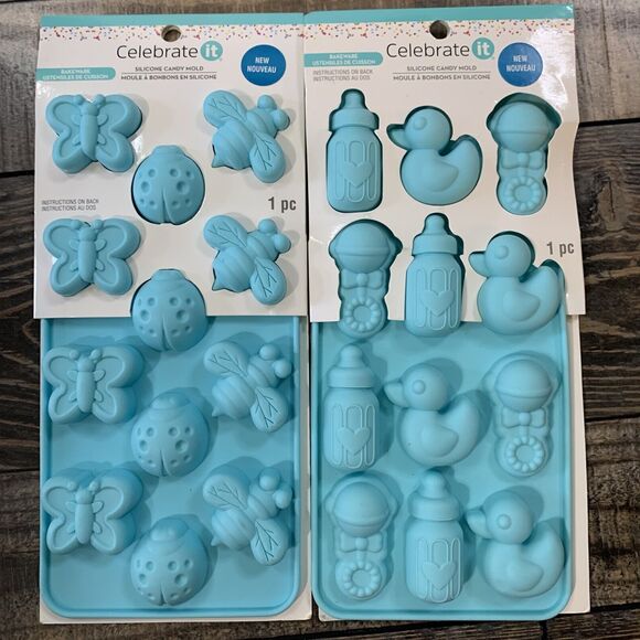 4 Silicone Molds Baby Shower Butterfly Dog Wax Melt Chocolate 1 Penguin Ice Mold - Picture 2 of 9